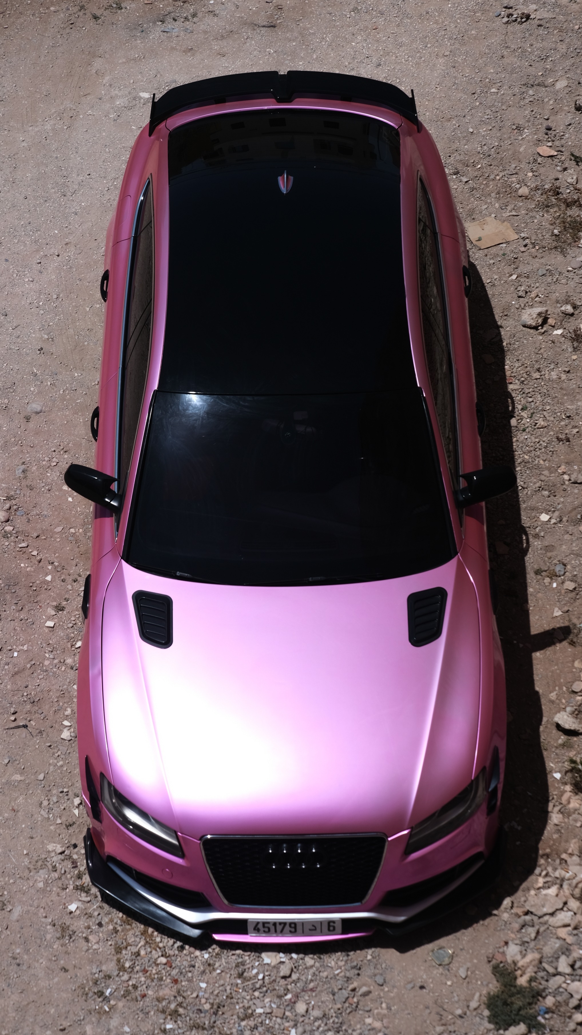Aerial view of pink Audi RS5