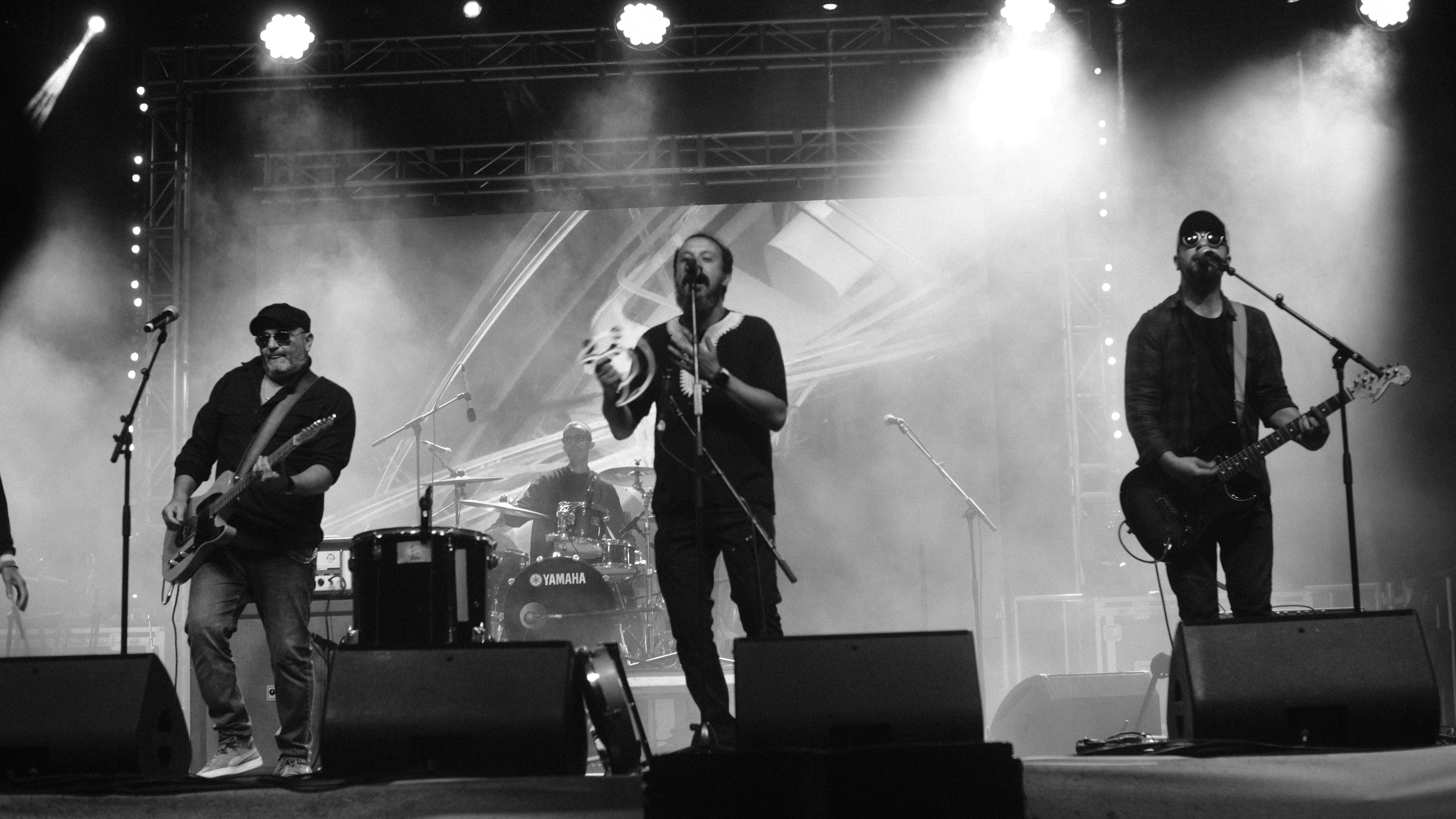 Black and white full band performance