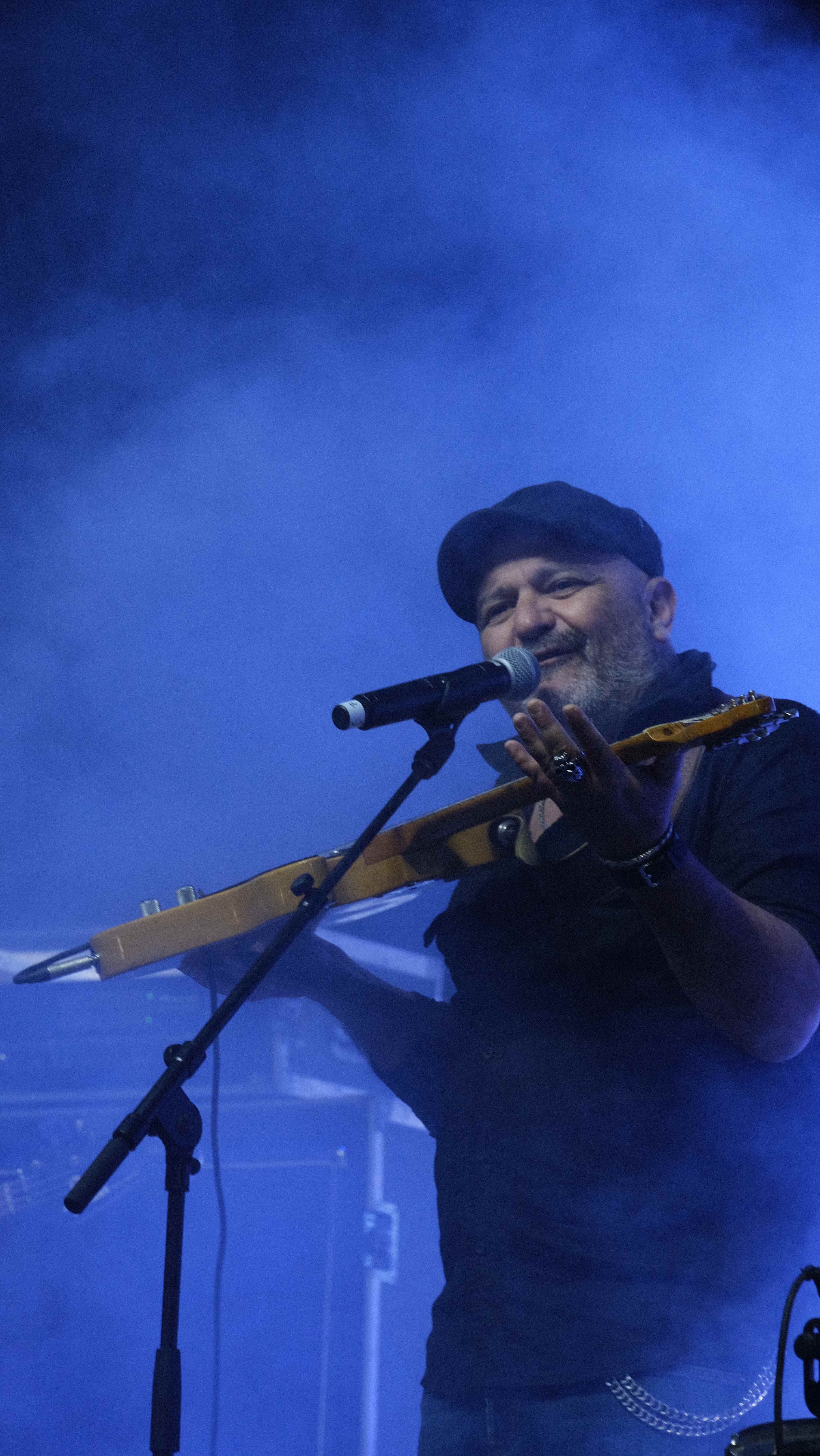 Musician playing traditional stringed instrument