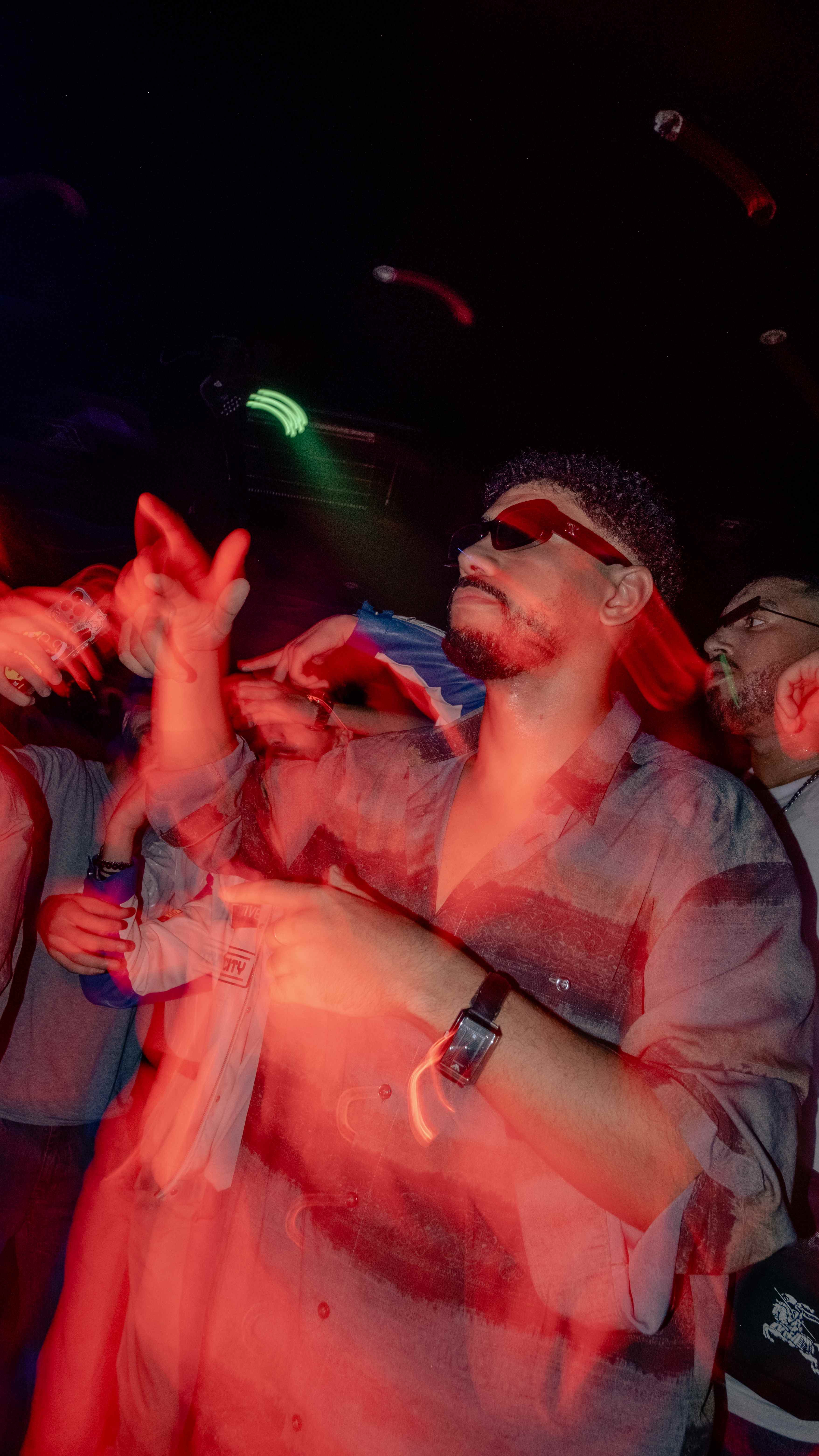 Nightclub photography with dramatic red lighting
